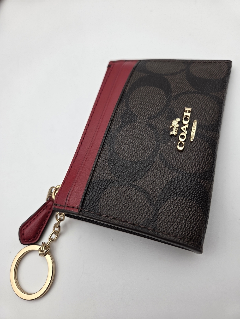 Coach Two-Tone Red & Burgundy Leather Shoulder Bag with Signature Wallet - Picture 13 of 16
